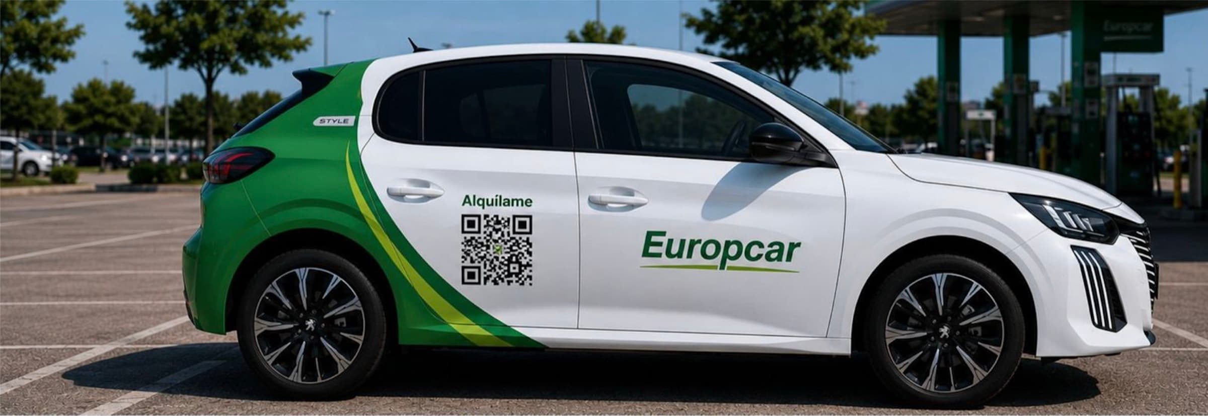 Europcar fleet car with the scan-to-unlock QR code on the door